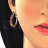 Oro Laminado Small Hoop, Gold Filled Style with Multicolor Cubic Zirconia, Polished, Golden Finish, 02.210.0283.4.25