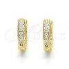 Oro Laminado Huggie Hoop, Gold Filled Style with White Cubic Zirconia, Polished, Golden Finish, 02.221.0057.15