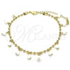 Oro Laminado Charm Anklet , Gold Filled Style with White Crystal, Polished, Golden Finish, 03.383.0011.2.10