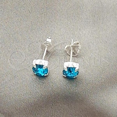 Sterling Silver Stud Earring, with Blue Topaz Cubic Zirconia, Polished, Silver Finish, 02.397.0040.12