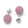 Sterling Silver Stud Earring, with Crystal, Rhodium Finish, 02.332.0042