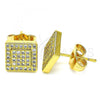 Oro Laminado Stud Earring, Gold Filled Style with White Micro Pave, Polished, Golden Finish, 02.344.0044