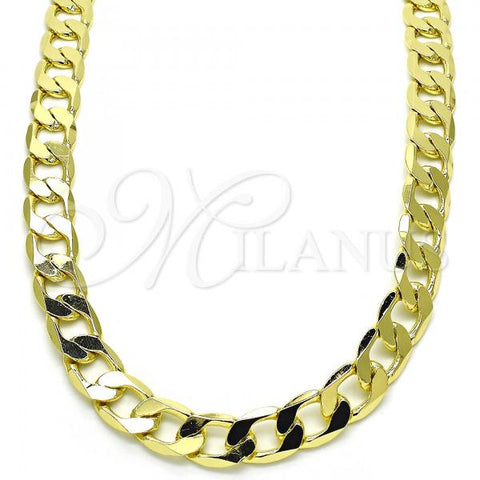 Oro Laminado Basic Necklace, Gold Filled Style Curb Design, Polished, Golden Finish, 5.222.001.22