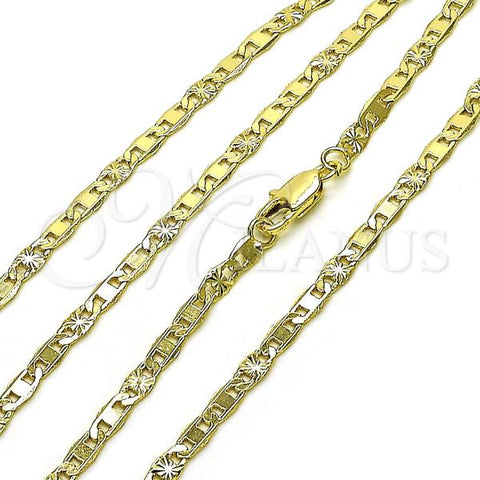 Oro Laminado Basic Necklace, Gold Filled Style Mariner Design, Diamond Cutting Finish, Golden Finish, 04.213.0242.18