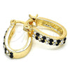 Oro Laminado Small Hoop, Gold Filled Style with Black and White Crystal, Polished, Golden Finish, 02.100.0095.2.12