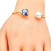 Oro Laminado Individual Bangle, Gold Filled Style Butterfly Design, with Provence Lavander Swarovski Crystals and Ivory Pearl, Polished, Golden Finish, 07.239.0005.10 (03 MM Thickness, One size fits all)
