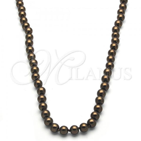 Oro Laminado Fancy Necklace, Gold Filled Style with Dark Brown Pearl, Polished,, 04.321.0027.4.60