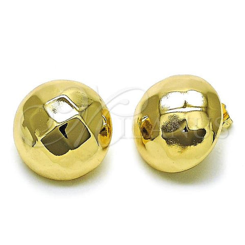 Oro Laminado Stud Earring, Gold Filled Style Hollow and Ball Design, Polished, Golden Finish, 02.195.0341