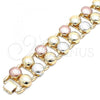 Oro Laminado Fancy Bracelet, Gold Filled Style Polished, Tricolor, 03.331.0100.08