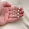 Oro Laminado Long Earring, Gold Filled Style with Ivory Pearl, Polished, Golden Finish, 02.414.0011