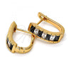 Oro Laminado Huggie Hoop, Gold Filled Style with Black and White Cubic Zirconia, Polished, Golden Finish, 02.267.0012.3.15