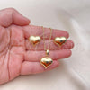 Oro Laminado Earring and Pendant Adult Set, Gold Filled Style Heart and Hollow Design, Polished, Golden Finish, 10.163.0009