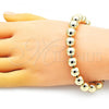 Oro Laminado Fancy Bracelet, Gold Filled Style Ball Design, Polished, Golden Finish, 03.341.0192.08