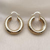 Oro Laminado Medium Hoop, Gold Filled Style Hollow Design, Diamond Cutting Finish, Golden Finish, 02.163.0317.30