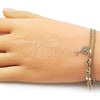 Oro Laminado Fancy Bracelet, Gold Filled Style Puff Mariner and Miami Cuban Design, with White Micro Pave and White Cubic Zirconia, Polished, Golden Finish, 03.213.0386.07