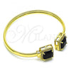 Oro Laminado Individual Bangle, Gold Filled Style with Black Cubic Zirconia and White Micro Pave, Polished, Golden Finish, 07.381.0002.5