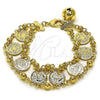 Oro Laminado Fancy Bracelet, Gold Filled Style San Benito Design, Polished, Golden Finish, 03.331.0326.08