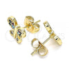 Oro Laminado Stud Earring, Gold Filled Style Butterfly Design, with Multicolor Micro Pave, Polished, Golden Finish, 02.210.0464.1