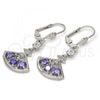 Rhodium Plated Long Earring, with Amethyst Cubic Zirconia and White Micro Pave, Polished, Rhodium Finish, 02.236.0012.7