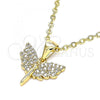 Oro Laminado Religious Pendant, Gold Filled Style Angel Design, with White Micro Pave, Polished, Golden Finish, 05.342.0025