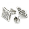 Sterling Silver Stud Earring, with White Cubic Zirconia, Polished, Rhodium Finish, 02.369.0013