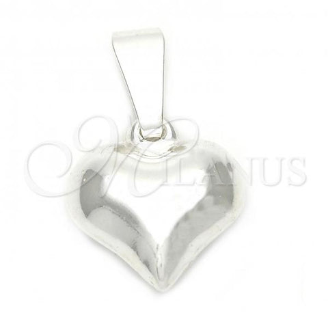 Sterling Silver Fancy Pendant, and Heart Polished, Silver Finish, 05.16.0208
