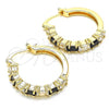 Oro Laminado Small Hoop, Gold Filled Style with Black and White Cubic Zirconia, Polished, Golden Finish, 02.210.0283.3.25