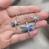 Sterling Silver Earring and Pendant Adult Set, Dragon-Fly Design, with Bermuda Blue Opal, Polished, Silver Finish, 10.391.0020