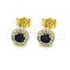 Oro Laminado Stud Earring, Gold Filled Style with Black and White Cubic Zirconia, Polished, Golden Finish, 02.310.0028.3