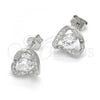 Sterling Silver Stud Earring, with White Cubic Zirconia, Polished, Rhodium Finish, 02.186.0109