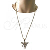 Oro Laminado Pendant Necklace, Gold Filled Style Angel Design, with White Crystal, Polished, Golden Finish, 04.242.0066.30