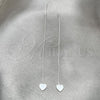 Sterling Silver Threader Earring, Heart Design, Polished, Silver Finish, 02.397.0027