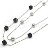 Rhodium Plated Fancy Necklace, with Jet Crystal, Polished, Rhodium Finish, 04.321.0024.3.32