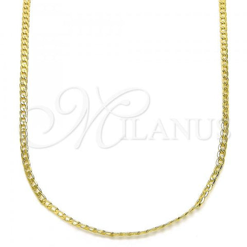 Oro Laminado Basic Necklace, Gold Filled Style Curb Design, Polished, Golden Finish, 5.222.008.22