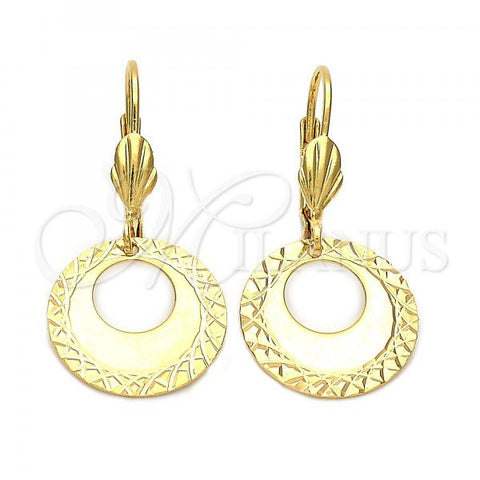 Oro Laminado Dangle Earring, Gold Filled Style Diamond Cutting Finish, Golden Finish, 5.121.013.1