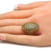 Oro Laminado Multi Stone Ring, Gold Filled Style with White Micro Pave, Polished, Golden Finish, 01.118.0032.07 (Size 7)