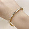 Oro Laminado Tennis Bracelet, Gold Filled Style with White Cubic Zirconia, Polished, Golden Finish, 03.213.0042.07