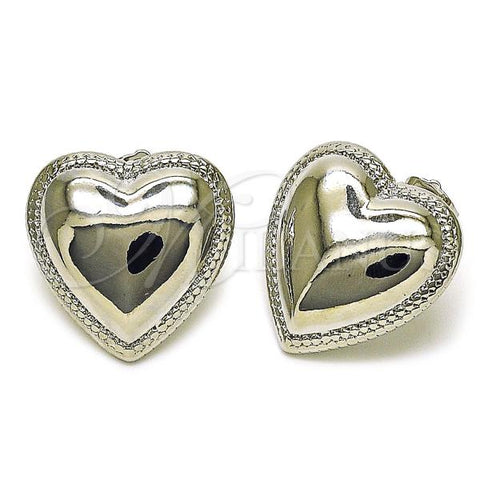Rhodium Plated Stud Earring, Heart Design, Polished, Rhodium Finish, 02.418.0005.1