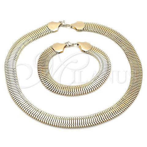 Oro Laminado Necklace and Bracelet, Gold Filled Style Polished, Golden Finish, 06.372.0077