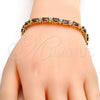 Oro Laminado Tennis Bracelet, Gold Filled Style Cluster Design, with Garnet and White Cubic Zirconia, Polished, Golden Finish, 03.206.0004.1.07