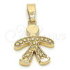 Oro Laminado Fancy Pendant, Gold Filled Style Diamond Cutting Finish, Golden Finish, 5.183.023