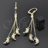Oro Laminado Long Earring, Gold Filled Style Moon Design, Golden Finish, 02.63.2267