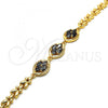 Oro Laminado Fancy Bracelet, Gold Filled Style with Black Cubic Zirconia, Polished, Golden Finish, 03.210.0112.07