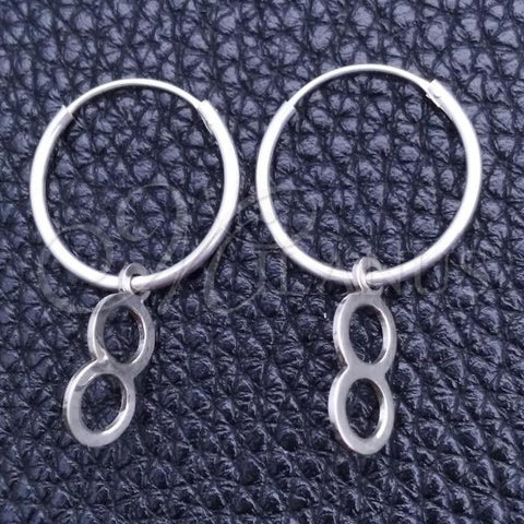 Sterling Silver Small Hoop, Infinite Design, Polished, Silver Finish, 02.401.0024.15