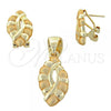 Oro Laminado Earring and Pendant Adult Set, Gold Filled Style Golden Finish, 10.59.0186