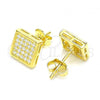 Sterling Silver Stud Earring, with White Cubic Zirconia, Polished, Golden Finish, 02.369.0016.2