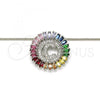 Rhodium Plated Pendant Necklace, Initials Design, with Multicolor Cubic Zirconia, Polished, Rhodium Finish, 04.210.0008.3.20