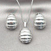 Rhodium Plated Earring and Pendant Adult Set, Polished, Rhodium Finish, 10.163.0029