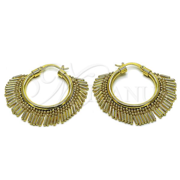 Oro Laminado Medium Hoop, Gold Filled Style Ball Design, Polished, Golden Finish, 02.282.0040.30