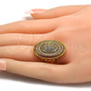 Oro Laminado Multi Stone Ring, Gold Filled Style with White Micro Pave, Polished, Golden Finish, 01.118.0029.08 (Size 8)